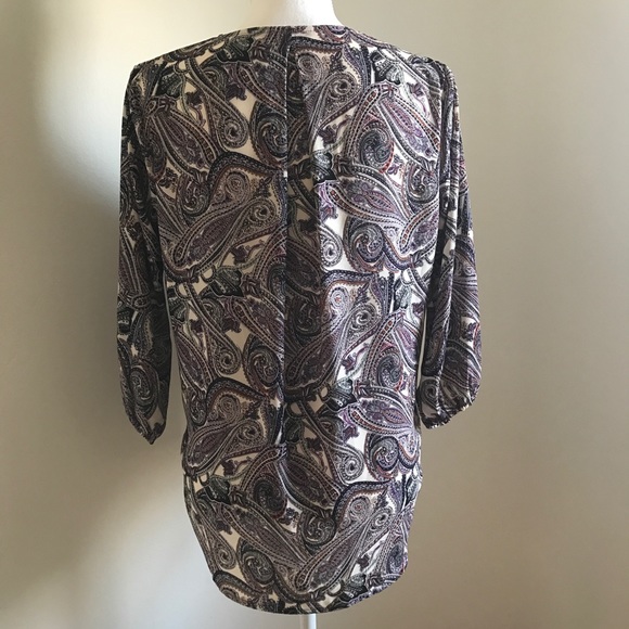 Abbeline Paisley Hi-Lo Surplice Blouse - Picture 6 of 8